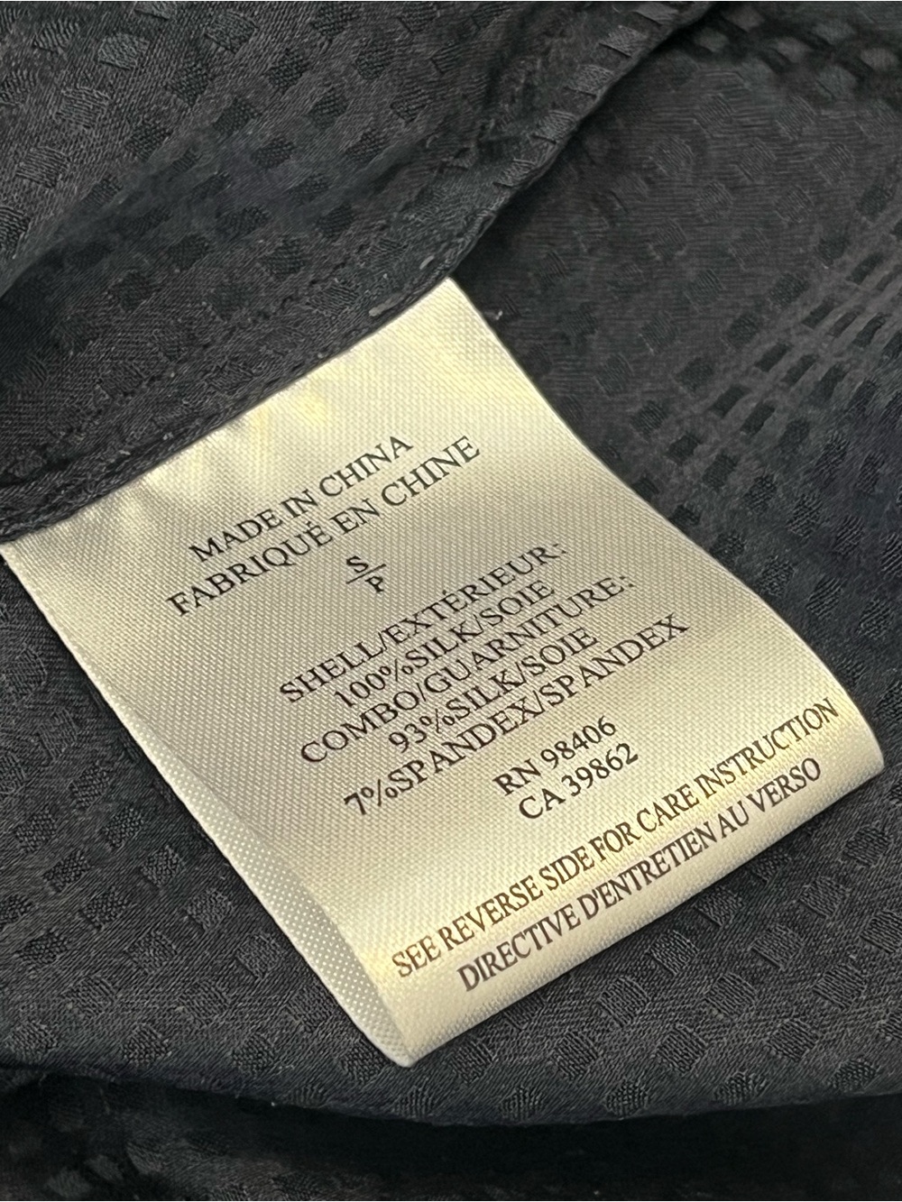 Theory Navy & Black Silk Hidden Placket Blouse Size Small - Picture 7 of 8